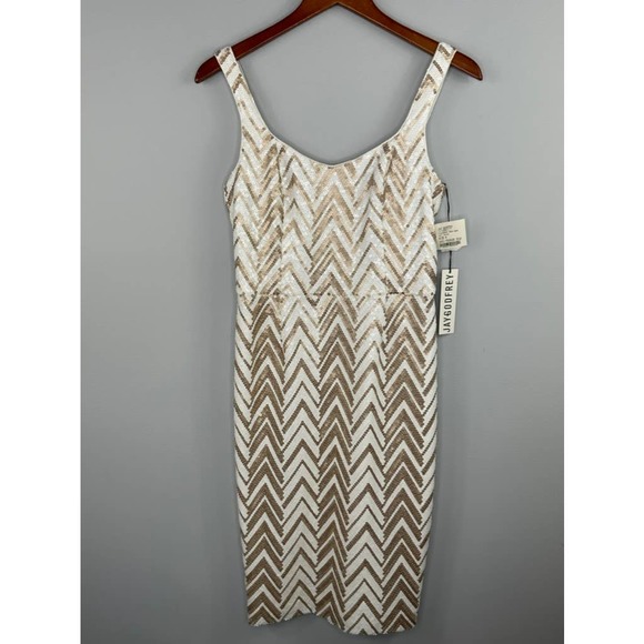 JAYGODFREY Dresses & Skirts - NWT Jay Godfrey Chevron Sequin Cocktail Midi Dress Size 8
